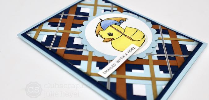 Paper Strips Plaid Rubber Ducky - A Rainy Day card!