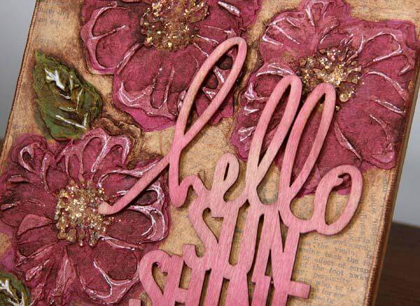 Wild Rose Stenciled Canvas