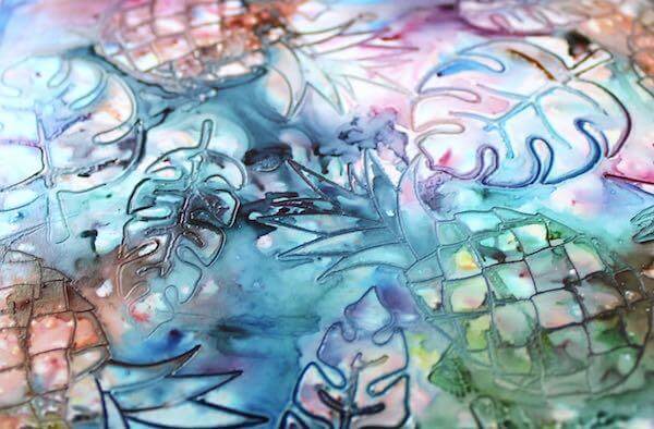 Stamped Texture Paste with Color Burst Powders