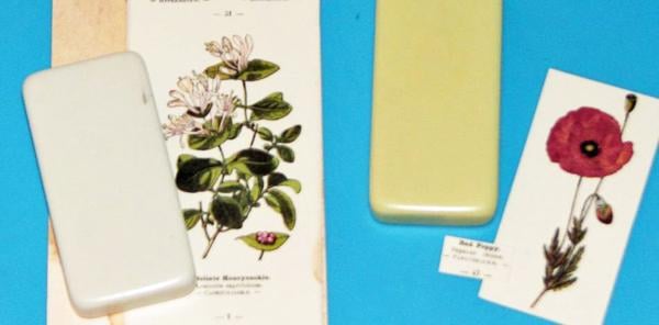 Domino game piece art charms with Vintage Botany