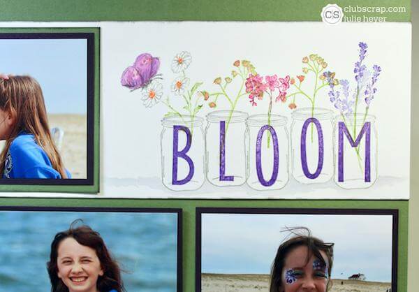 Stamped title border strip for scrapbook pages