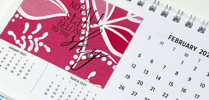 Upcycled Calendar featuring the Whimsy Quad Print.