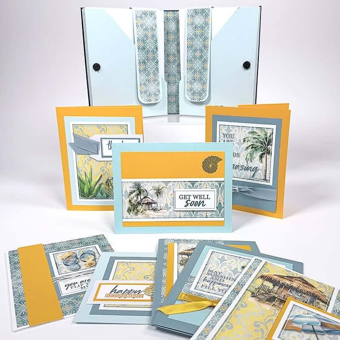 How to make twin Cabana Notecard Carriers and 16 cards.