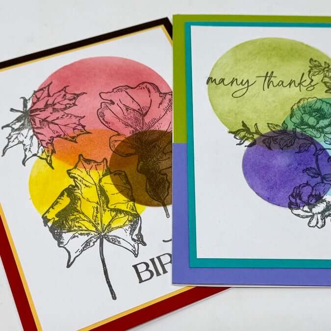 Circle Stencil Technique—Accent your image stamps with ink.