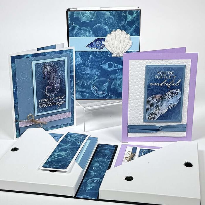 Create Twin Notecard Carriers with the Sea Life Card Kit.