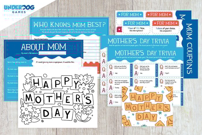 Free Mother's Day Kit with Games, a Card, and Coloring Page