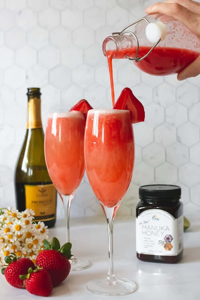 Strawberry Honey Lime Mimosas