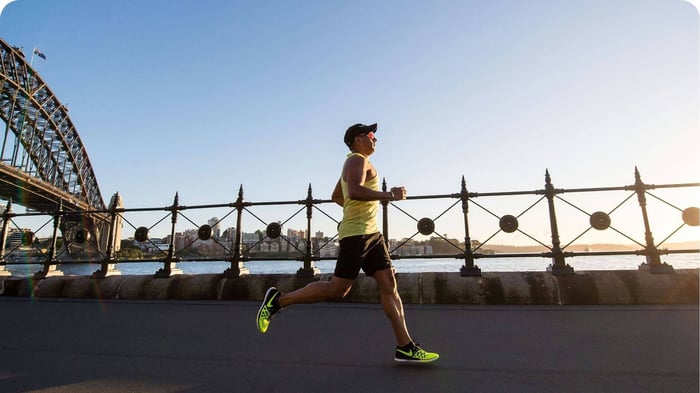 Runner training at sunrise using the Run Walk Run method for long-term endurance