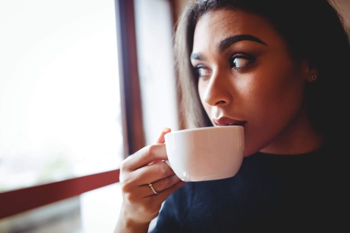 Woman drinking coffee