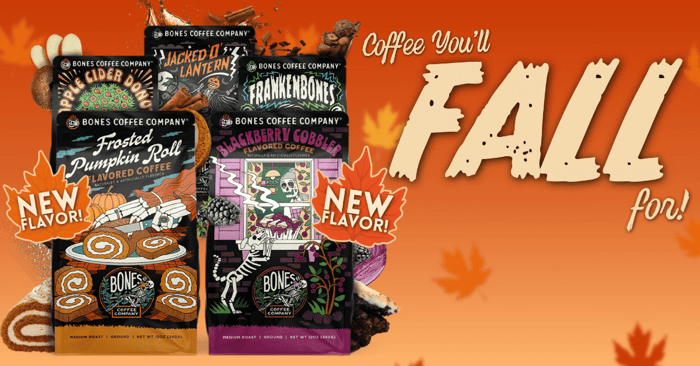 Bones Coffee fall flavor collection spooky lineup