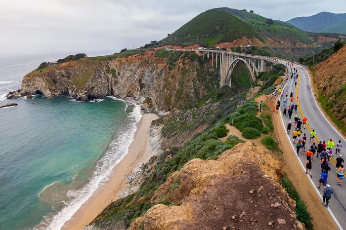 At the start line with Big Sur Marathon