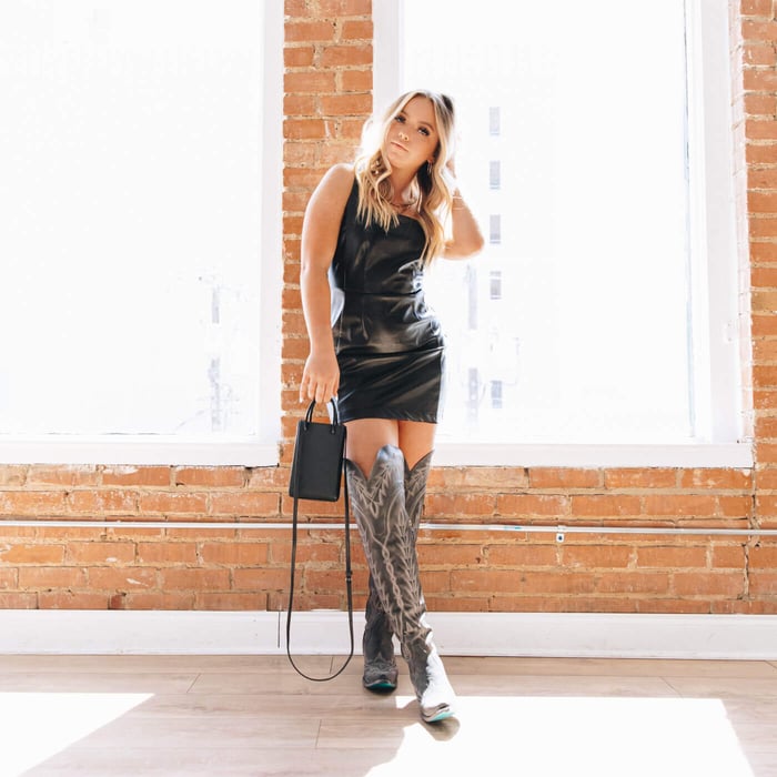 Valentine's Day outfit with cowgirl boots