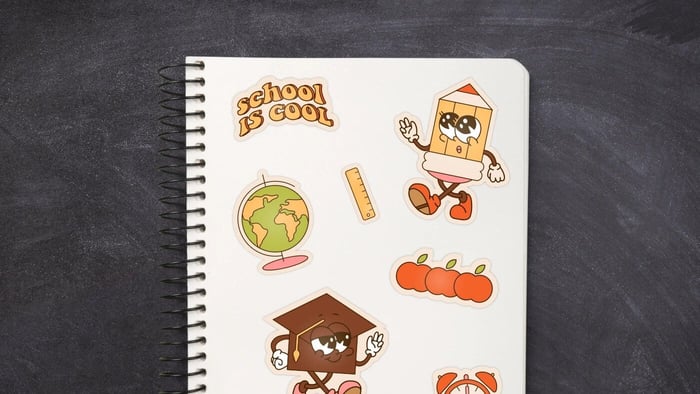 Stickers for Back-to-School on notebook