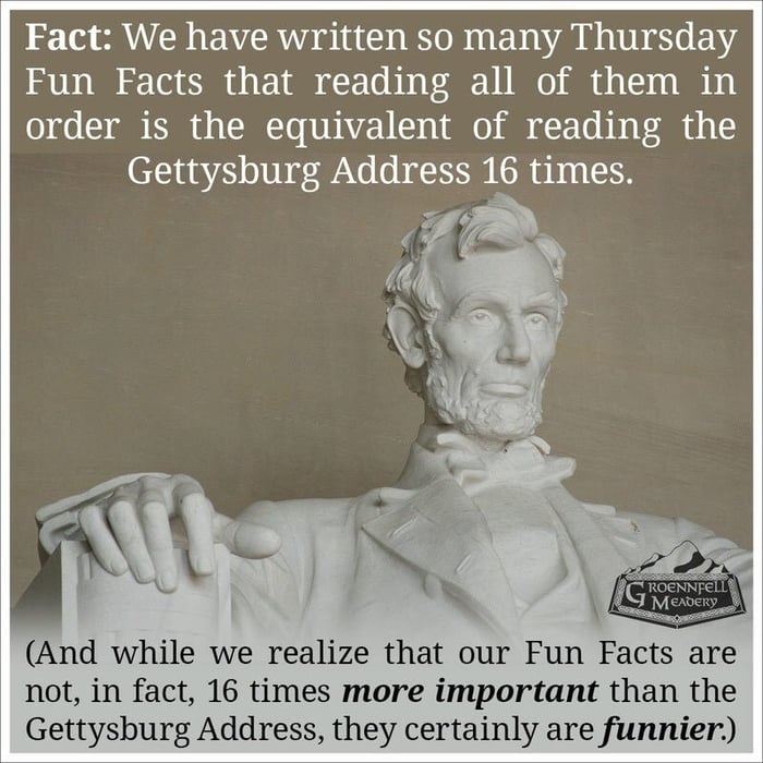 Thursday Fun Fact 10-15: Gettysburg Address