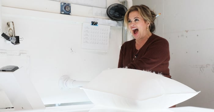 Designer Jessica Duce visiting Eastern Accents home decor factory in Chicago