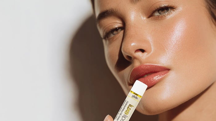 Luxe Beauty vegan lip balm in glass jar nourishing dry lips