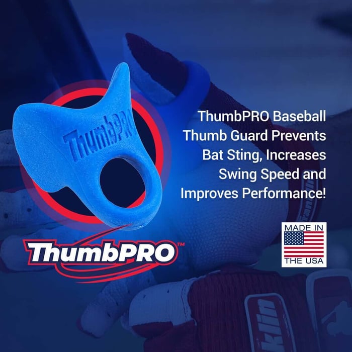 Baseball thumb guard study showing third-party lab testing of measured impact force with ThumbPRO® versus no thumb guard.