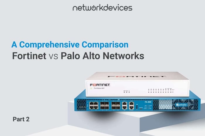 Fortinet FortiGate 60F and Palo Alto PA-820 firewall devices with the title 