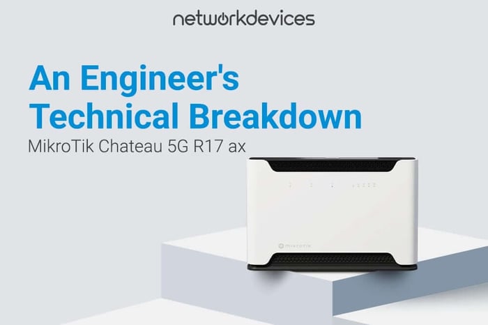 Banner image showing the MikroTik Chateau 5G R17 ax router with the title “An Engineer’s Technical Breakdown” by Network Devices.
