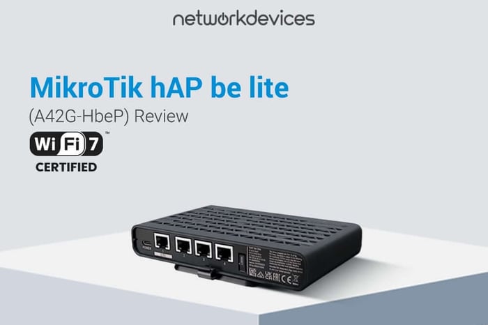 MikroTik hAP be lite A42G-HbeP dual-band Wi-Fi 7 access point from Network Devices.