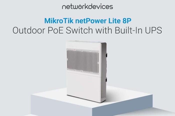 MikroTik netPower Lite 8P outdoor PoE switch with built-in UPS