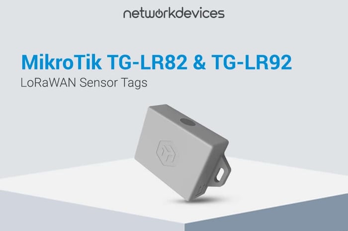 MikroTik TG-LR82 and TG-LR92 LoRaWAN sensor tags for temperature, humidity, and motion monitoring.