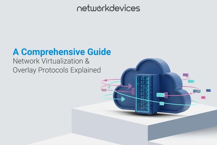 3D cloud and server illustration representing network virtualization and overlay protocols like VXLAN, GRE, NVGRE, and GENEVE.