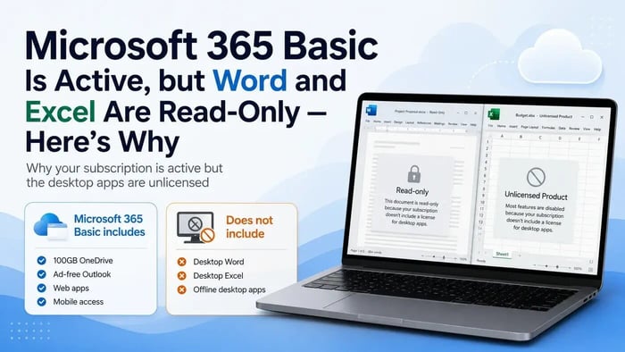 Microsoft 365 Basic Is Active, but Word and Excel Are Read-Only — Here’s Why