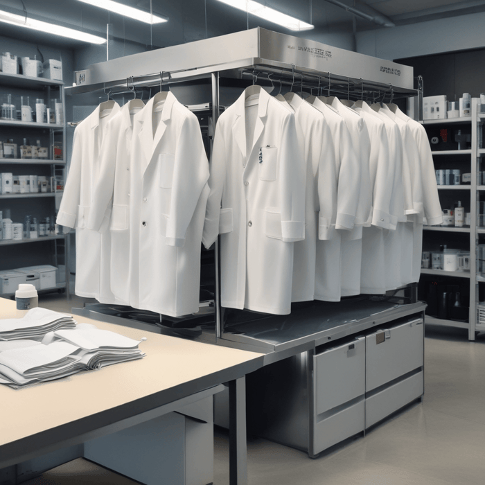 Which Store Offers Full-Length Lab Coats in Bulk for a Chemistry Classroom?
