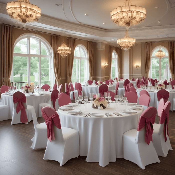 Where can I source 100% spun polyester tablecloths for a banquet hall?
