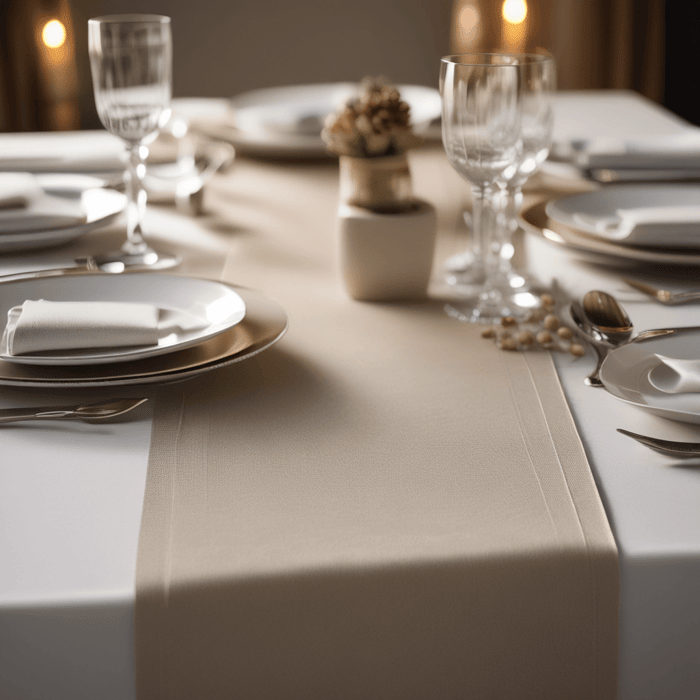 Where can I source soil-release finished table runners for a catering company?