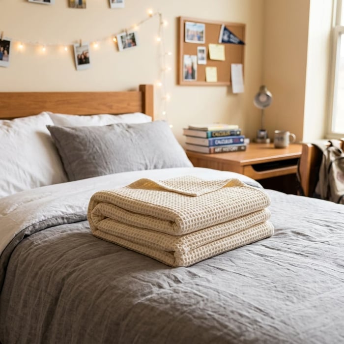 Who Has Wholesale Waffle Weave Blankets That Fits a College Dorm?