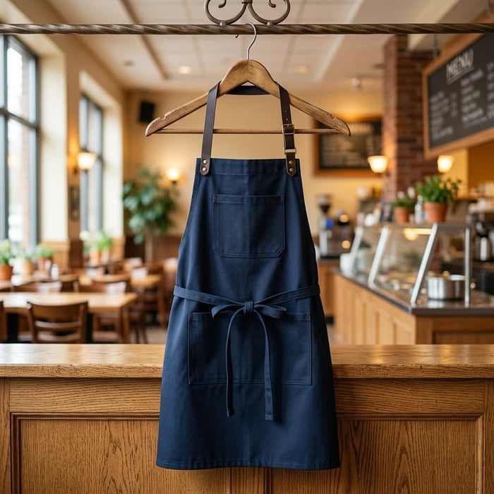 Who Sells Bulk Colors and Sizes Bistro Wholesale Aprons in Bulk for a School Cafeteria?