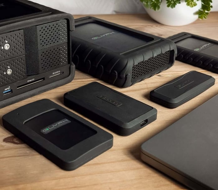 A common Filmmaking set featuring a DIT station with Glyph Drives in use