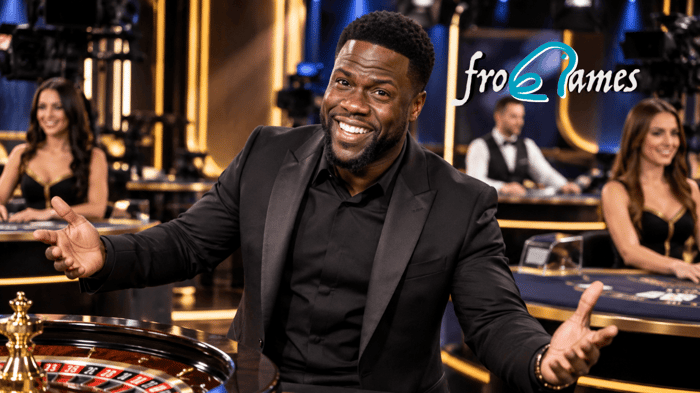 Kevin Hart durante una sesión de casino en directo con una mesa de ruleta