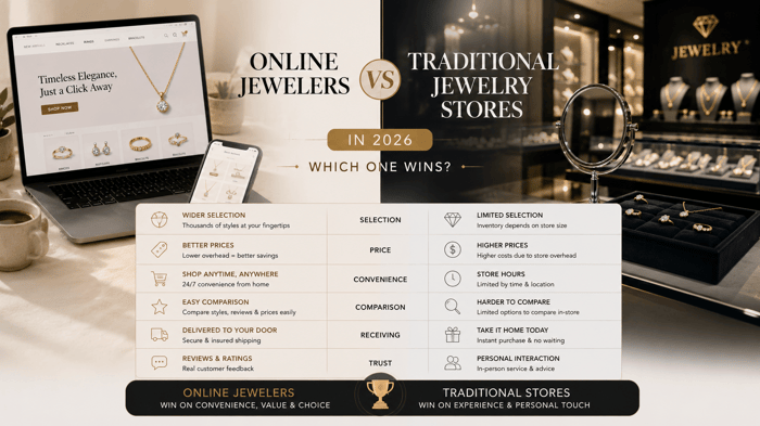 Difference between online jewelers and traditionbal jewelry stores