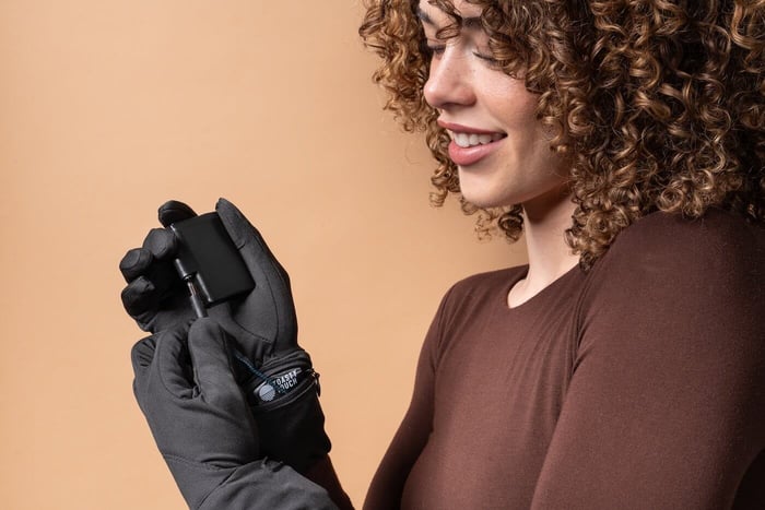 Returns and exchanges portal - woman wearing Toasty Touch gloves