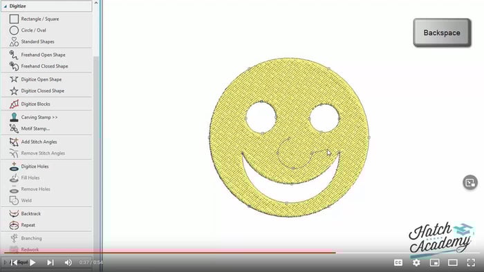 Digitize Holes Tool in Hatch Embroidery 3