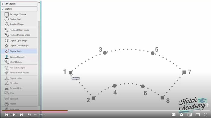 Digitize Blocks Tool in Hatch Embroidery 3