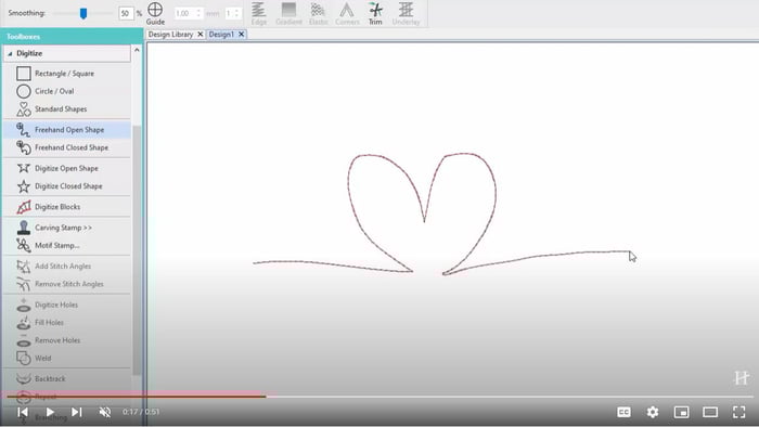 Freehand Open Shape Tool in Hatch Embroidery 3