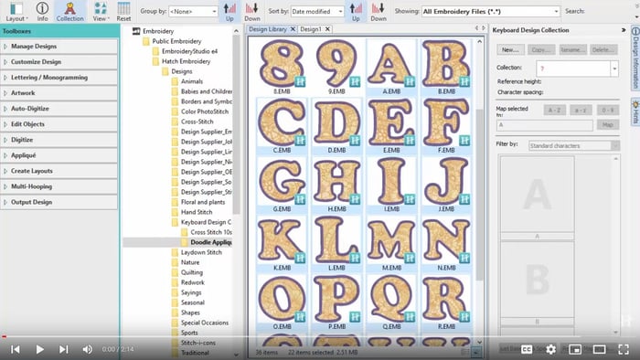 Keyboard Design Collection Tool - Design Library in Hatch Embroidery 3