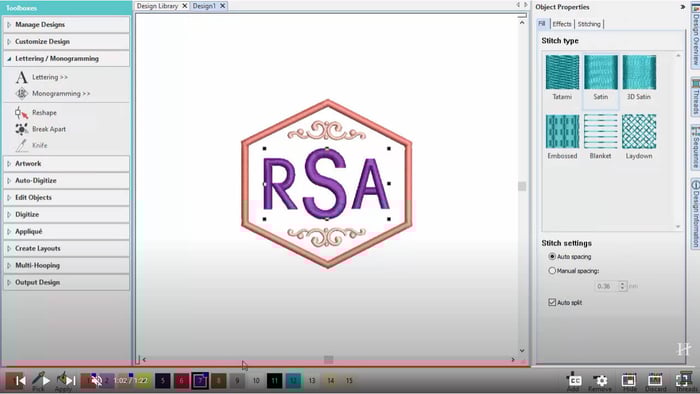 Monogramming Tool in Hatch Embroidery 3
