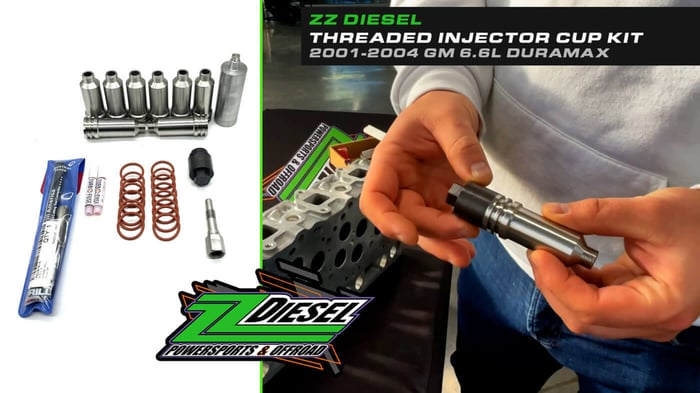 Threaded Injector Cup Kit, 2001-2004 GM 6.6L Duramax