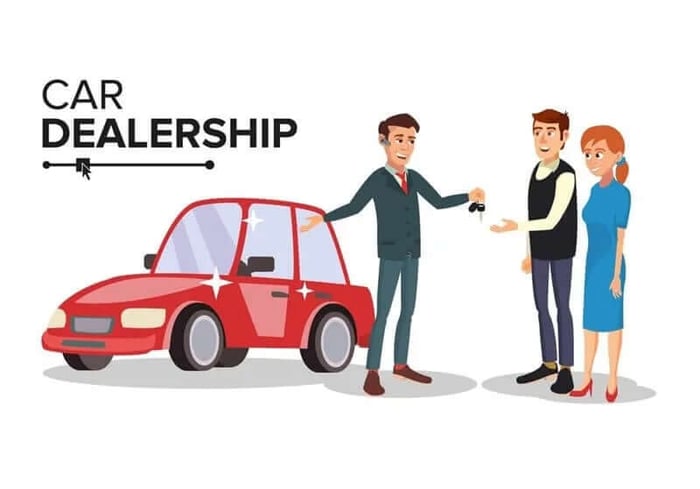 Car Dealer handing over keys for test drive