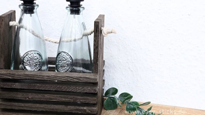 Essig-Öl Tischset aus Holzklötzchen basteln