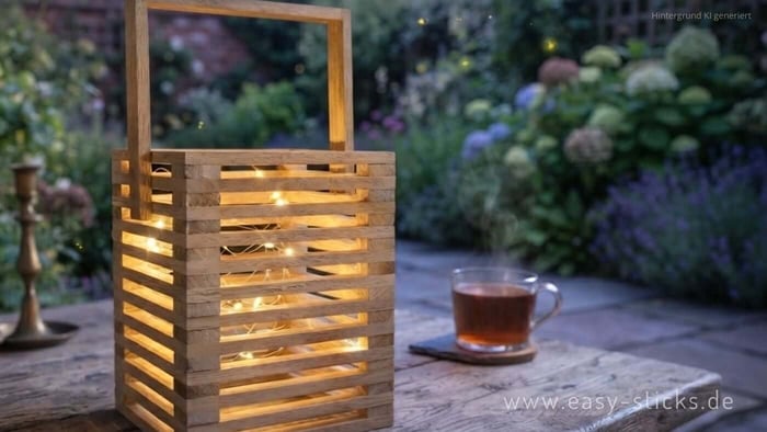 Bastelanleitung Gartenlaterne aus Easy-Sticks - ein DIY für Terrasse und Garten
