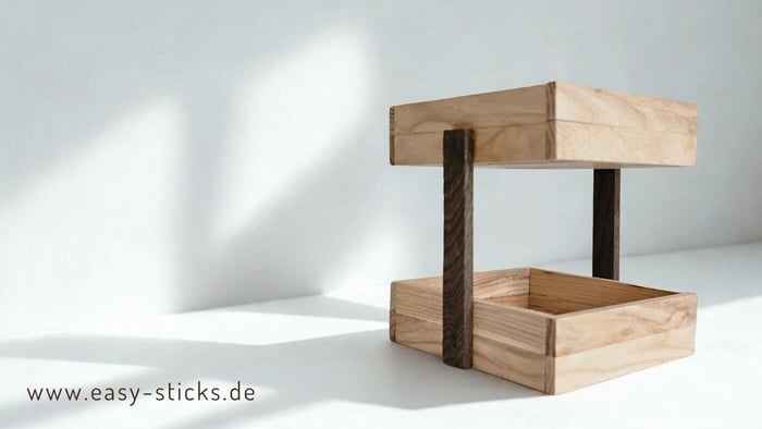 Mini Regal aus Holz selber bauen: Dieses Easy-Sticks DIY ist einfach, stabil und vielseitig – als Deko-Etage, Badregal oder Organizer nutzbar.