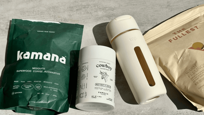 Mesquite Coffee Iced Latte with Colostrum & Saffron Foam