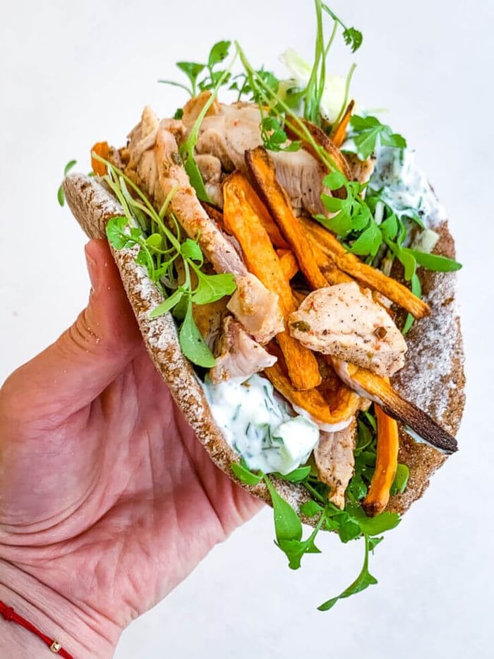 Gut Friendly & Anti Inflammatory Healthy Chicken Gyro Platter with Tzatziki