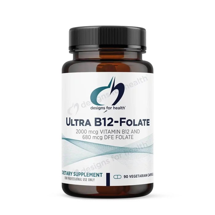 Ultra B12 Folate Design for Health: Boost Energy, Mood & Brain Function Naturally